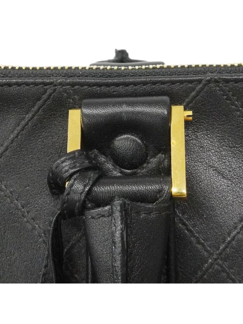 Chanel Boston Bag Bicolor Leather Black Gold